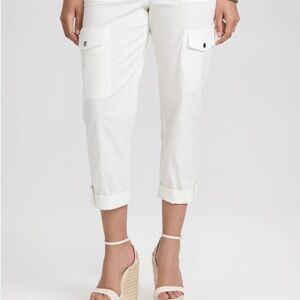 NWT KELLY Off-White Casual Cute Cargos Capris Rolled Hem Cotton Blend size Small